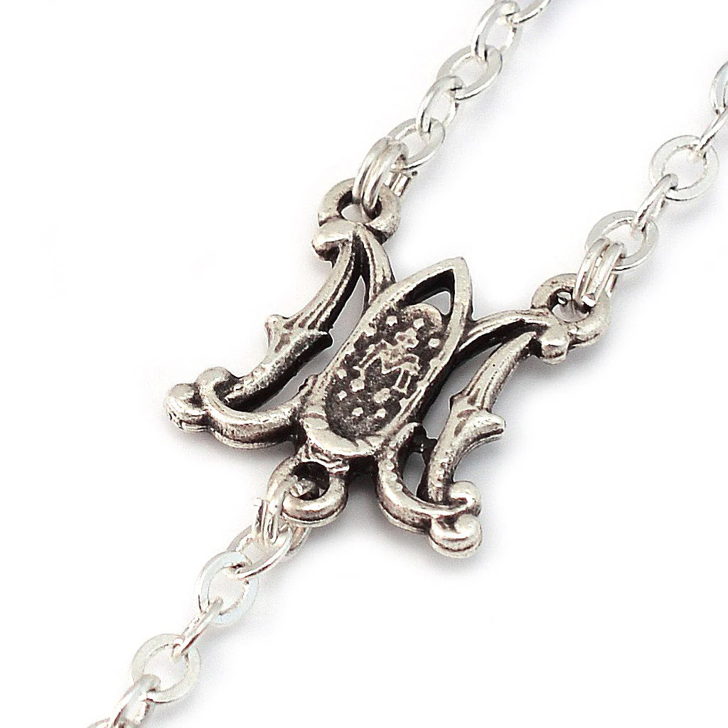 Annunciation Rosary, Silver & Bohemian Glass - Image 4