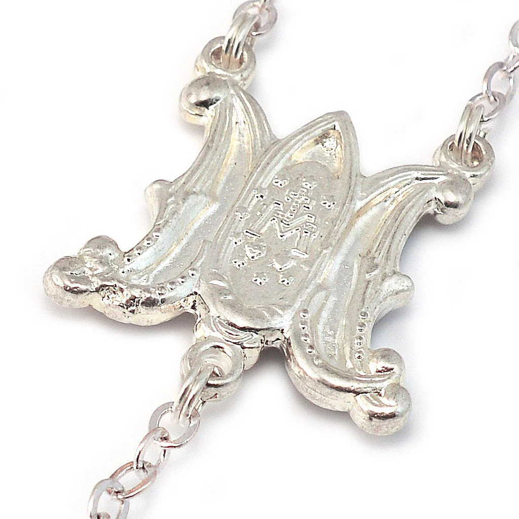 Annunciation Rosary, Silver & Blue Faceted Bohemian Glass - Image 4