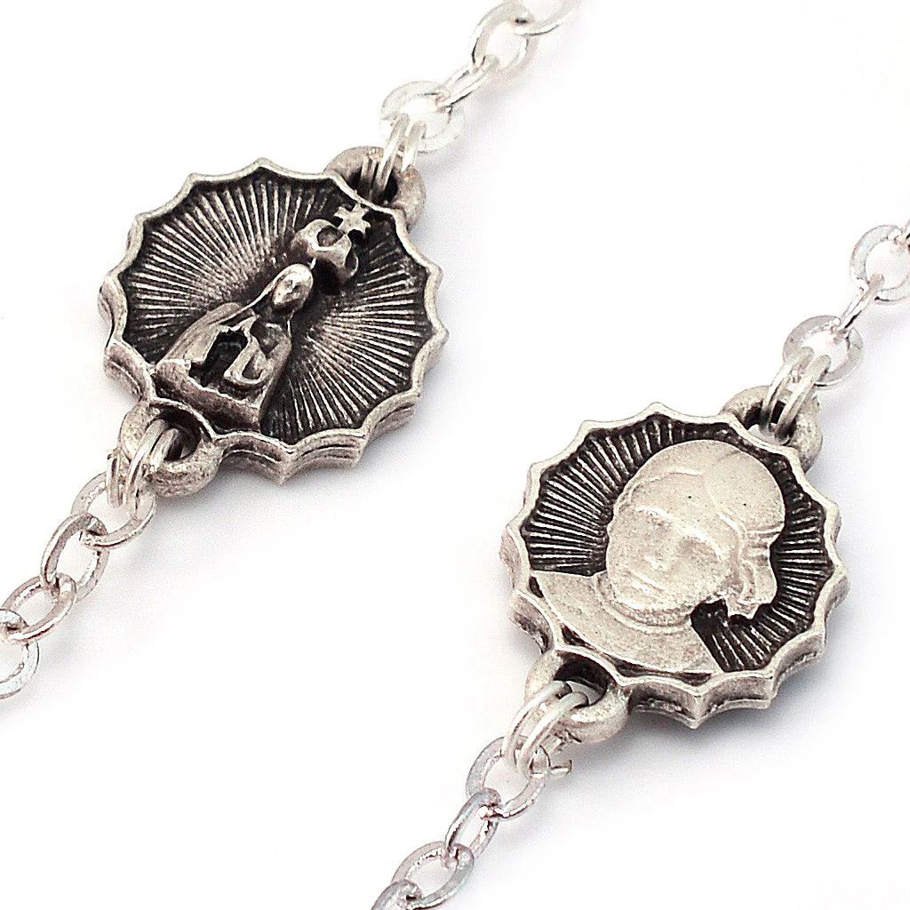 Saint Jacinta Marto Blush Pearl Silver Rosary - Image 5