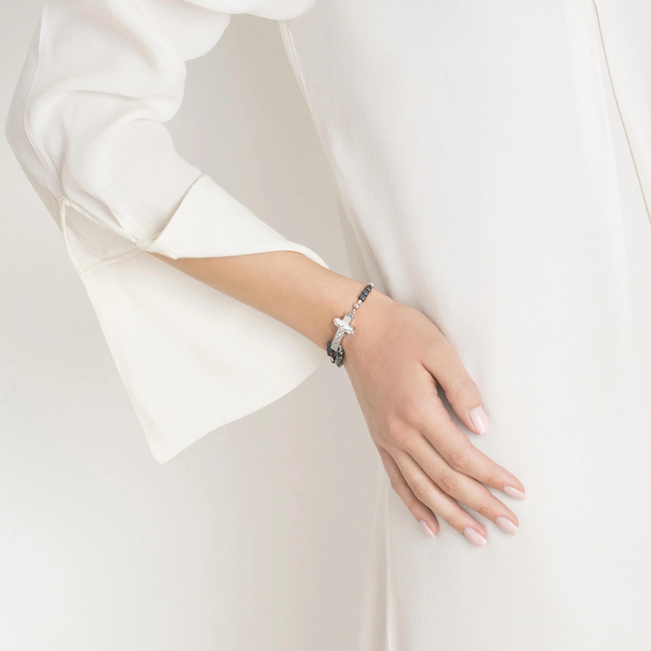ROSALET® SQUARE MATTE HEMATITE BEADS, STERLING SILVER & ROUND PATER, TRADITIONAL - Image 6