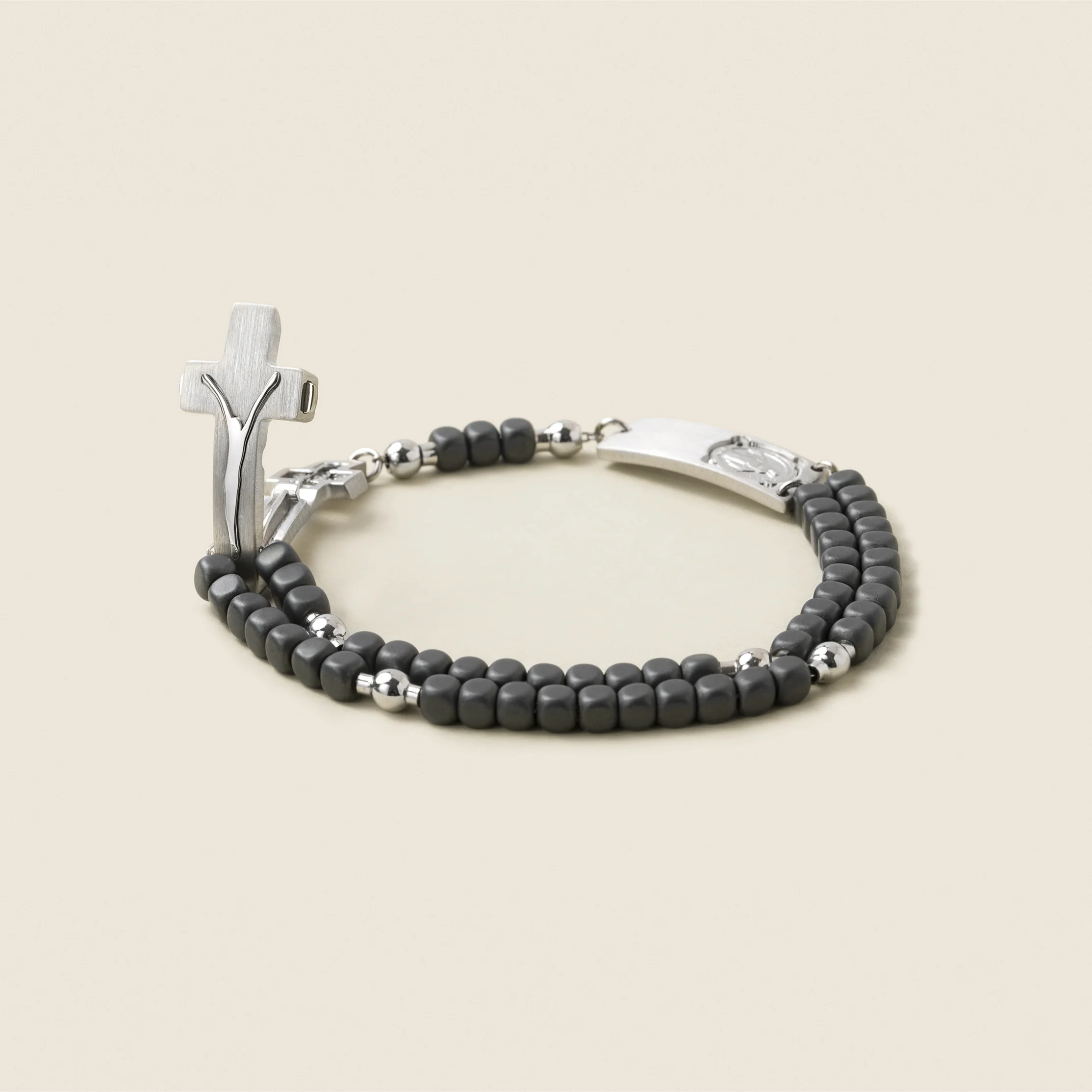 ROSALET® SQUARE MATTE HEMATITE BEADS, STERLING SILVER & ROUND PATER, MODERN - Image 3