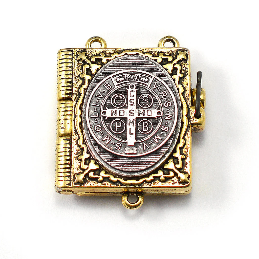 Saint Benedict Booklet Gold Rosary | With Murano Beads & Hematite - Image 4