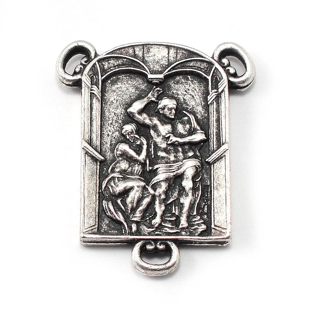 The Sistine Chapel Rosary in Silver with Hematite Beads - Image 4